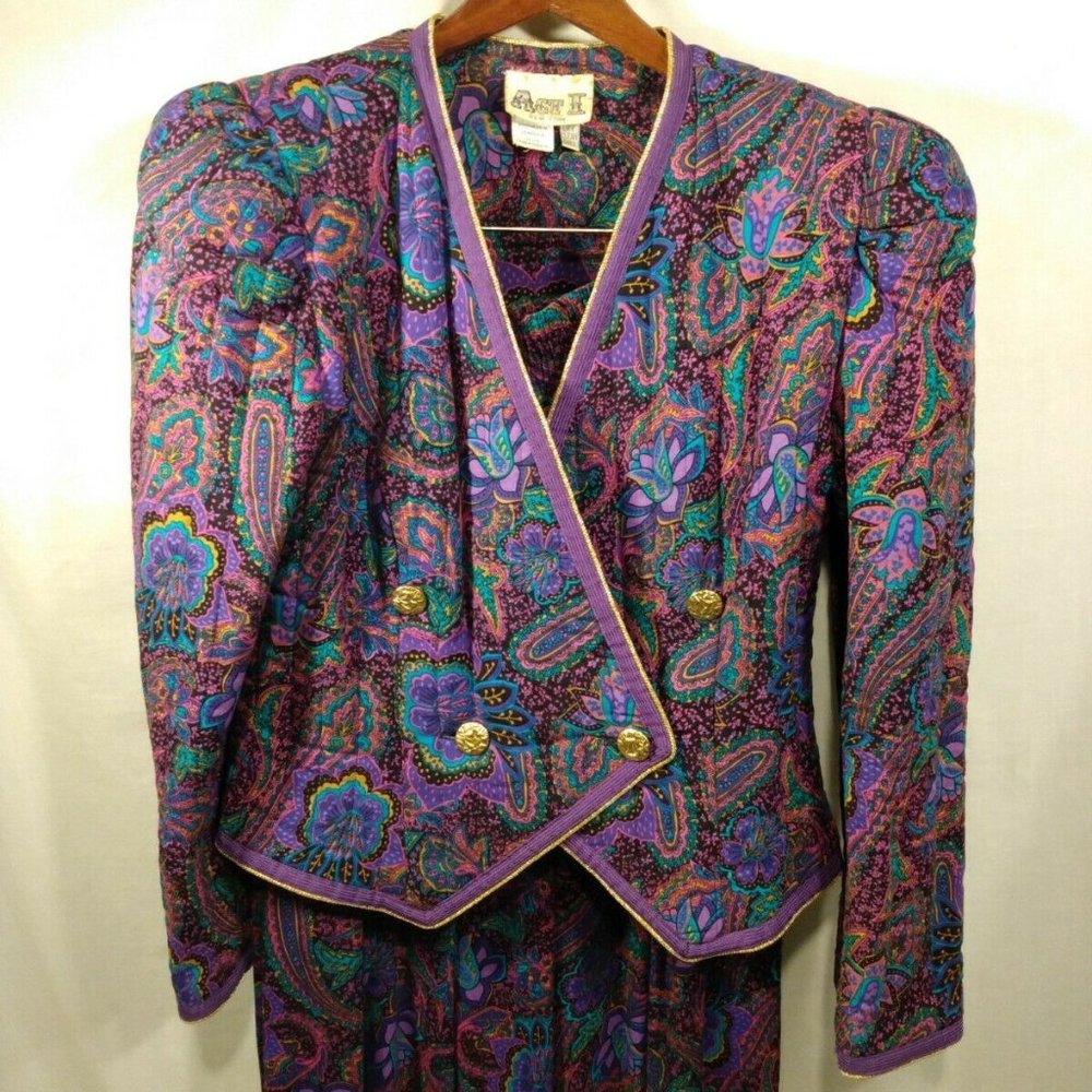 ACT 1 NEW YORK 70’s VINTAGE Long Sleeve Blue Purpl
